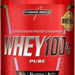 Integralmedica - Whey Protein Concentrado Morango 100% Pure - 21g de Proteína por Scoop, Suplementação Alimentar Pós-Treino, Fórmula Enriquecida com BCAAs - Pote 900g