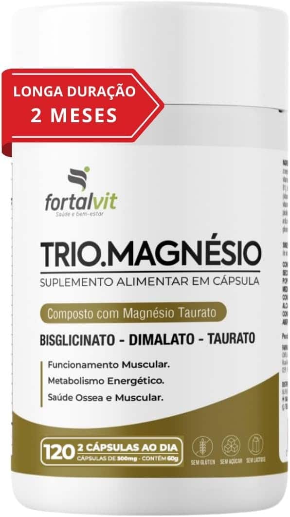 TRIO.MAGNESIO-Longa-Duracao-2-Meses-de-Uso-Bisglicinato-Dimalato-Taurato-260mg-Alta-Concentracao120-Capsulas-Fortalvit-1.jpg TRIO.MAGNÉSIO - Longa Duração: 2 Meses de Uso, Bisglicinato - Dimalato - Taurato, 260mg Alta Concentração,120 Cápsulas, Fortalvit - Imagem 1